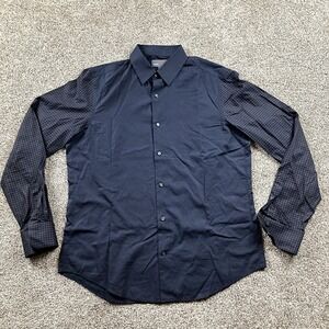 VINCE.‎ Shirt Adult Large Button Up Blue Contrast Pattern Paisley Mens